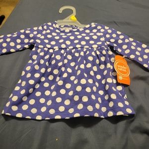 Wonder nation NWT blue white polka dots longsleeve dress with bloomers 0-3months